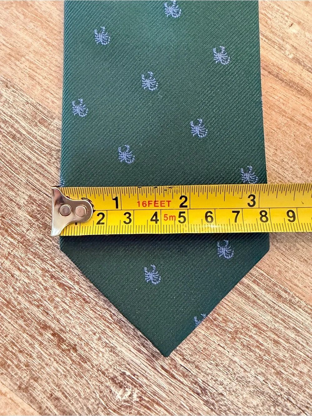J. Crew Green Silk Tie with Blue Scorpion All Over Print Novelty Fun Necktie